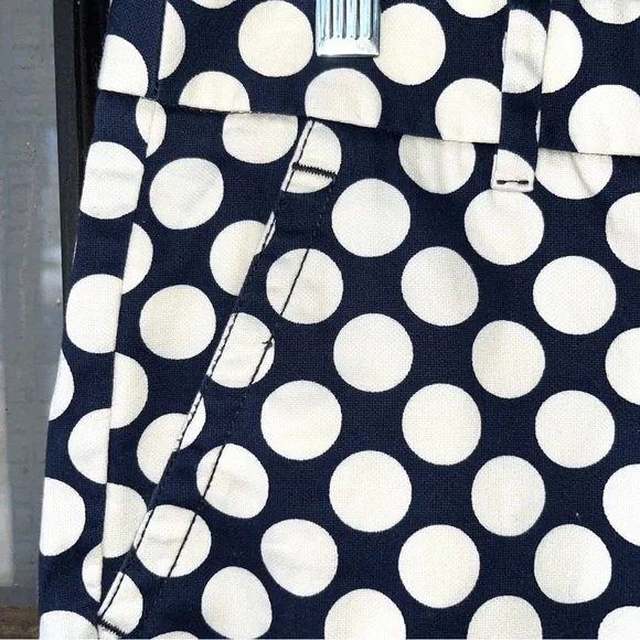 J. Crew “stretch” ankle pants, City Fit style, navy blue with white polka dots - Picture 4 of 11